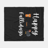 かわいい秋シーズンファン幸せな偽りの日感謝祭 フリースブランケット (正面(横))