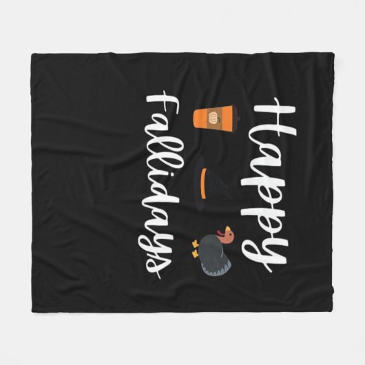 かわいい秋シーズンファン幸せな偽りの日感謝祭 フリースブランケット (正面(横))