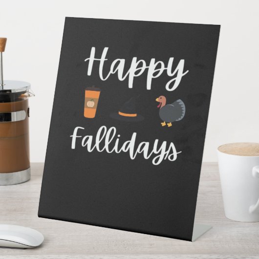 かわいい秋シーズンファン幸せな偽りの日感謝祭 台座サイン (インサイチュ)
