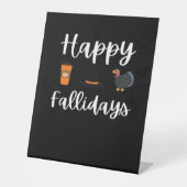 かわいい秋シーズンファン幸せな偽りの日感謝祭 台座サイン (正面)