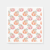 かわいい秋ソフトピンクとオレンジのフローラカボチャ スタンダードカクテルナプキン (正面)