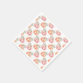 かわいい秋ソフトピンクとオレンジのフローラカボチャ スタンダードカクテルナプキン (角)