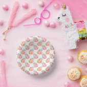 かわいい秋ソフトピンクとオレンジのフローラカボチャ ペーパーボウル (パーティー)