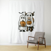 かわいい秋ハイランドカウウ幽霊ハロウィン タペストリー (インサイチュ)