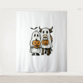 かわいい秋ハイランドカウウ幽霊ハロウィン タペストリー (正面)