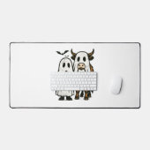 かわいい秋ハイランドカウウ幽霊ハロウィン デスクマット (キーボード&マウス)