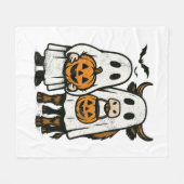かわいい秋ハイランドカウウ幽霊ハロウィン フリースブランケット (正面(横))