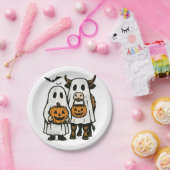 かわいい秋ハイランドカウウ幽霊ハロウィン ペーパープレート (パーティー)