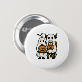 かわいい秋ハイランドカウ幽霊ハロウィン2 缶バッジ (正面&裏面)