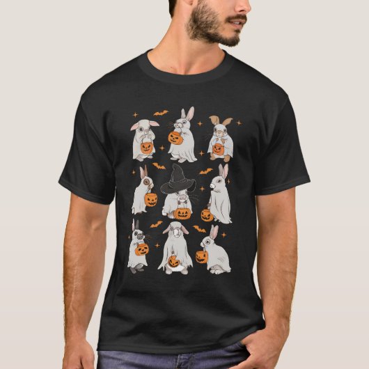 かわいい秋バニー幽霊衣装ウサギの恋人不気味 Tシャツ (正面)