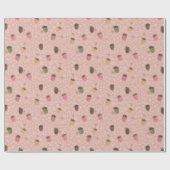 かわいい秋ピンクオータムアコーン ラッピングペーパー (フラット)