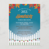 かわいい秋ファミリー懇親会ピケ飾ットフェンス ポストカード (正面)