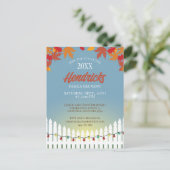 かわいい秋ファミリー懇親会ピケ飾ットフェンス ポストカード (スタンド正面)