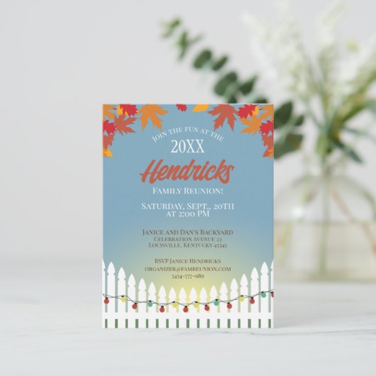 かわいい秋ファミリー懇親会ピケ飾ットフェンス ポストカード (スタンド正面)