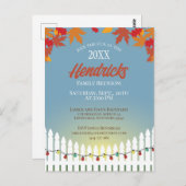 かわいい秋ファミリー懇親会ピケ飾ットフェンス ポストカード (正面/裏面)