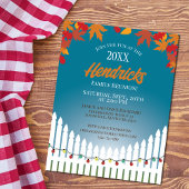 かわいい秋ファミリー懇親会ピケ飾ットフェンス ポストカード