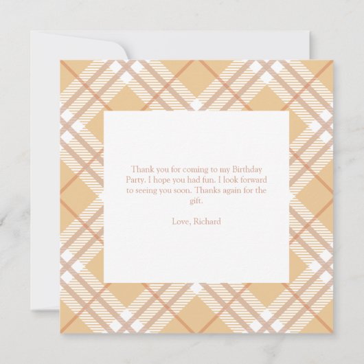 かわいい秋フクロウ/リス男の子誕生日招待状 サンキューカード (裏面)