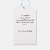 かわいい秋フクロウ&リス男の子誕生日 ギフトタグ (裏面)