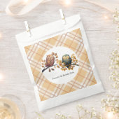 かわいい秋フクロウ&リス男の子誕生日 フェイバーバッグ (クリップ留めされた状態)