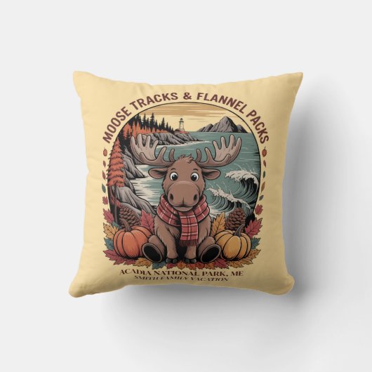 かわいい秋ムースアカディアファミリートリップ クッション (裏面)