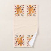 かわいい秋リスとカスタム文字 バスタオルセット (ハンドタオル)