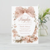 かわいい秋リトルカボチャ赤ちゃんシャワー招待状 招待状 (スタンド正面)