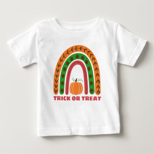 かわいい秋レインボーカボンプキンハロウィーンベビーT-S ベビーTシャツ (正面)