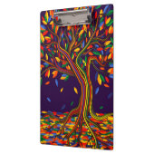 かわいい秋レインボーツリーパープルオータムンサンクスギビング クリップボード (左)