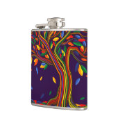 かわいい秋レインボーツリーパープルオータムンサンクスギビング フラスク (左)