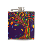 かわいい秋レインボーツリーパープルオータムンサンクスギビング フラスク (正面)