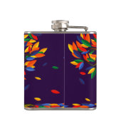 かわいい秋レインボーツリーパープルオータムンサンクスギビング フラスク (裏面)