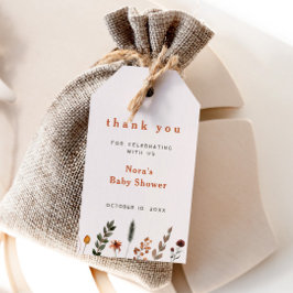 かわいい秋ワイルドフラワーありがとう ギフトタグ