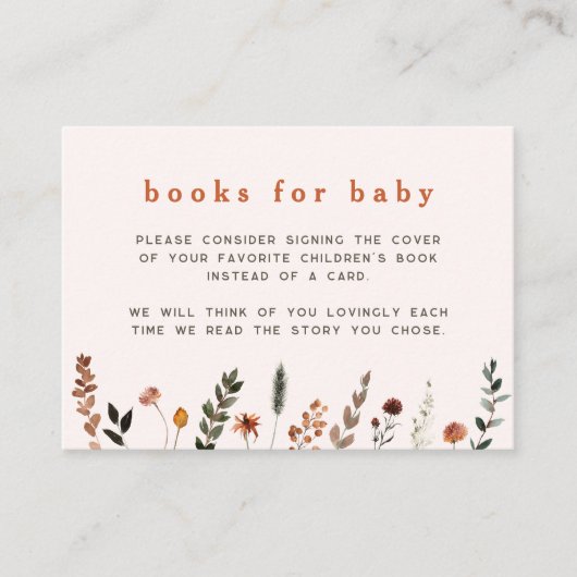 かわいい秋ワイルドフラワーブックベビー エンクロージャーカード (正面)