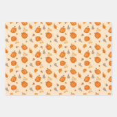 かわいい秋七面鳥とカボチャ ラッピングペーパーシート (正面2)