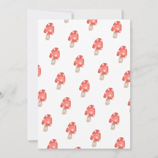 かわいい秋妖精の森の木のキノコの赤ちゃんシャワー 招待状 (裏面)