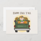 かわいい秋季節のかかしトラック追加文字  ポストカード (正面/裏面)