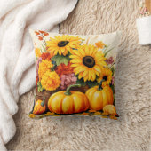 かわいい秋季節のカボチャひまわり クッション (ブランケット)
