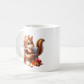 かわいい秋季節性リスにモノグラムを追加 コーヒーマグカップ (正面左)