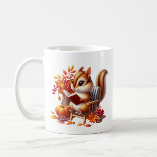 かわいい秋季節性リスにモノグラムを追加 コーヒーマグカップ (左)