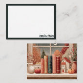 かわいい秋植物本棚 ノートカード (正面/裏面)