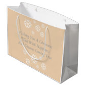 かわいい秋田のキスをするな雪だるまの秋田の写真のクリスマス ラージペーパーバッグ (裏面アングル)