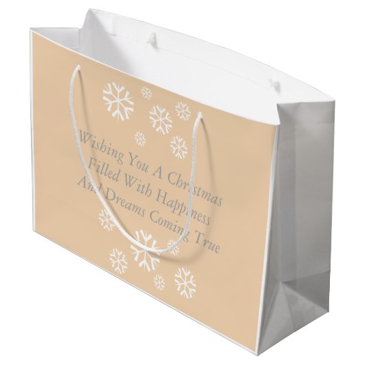 かわいい秋田のキスをするな雪だるまの秋田の写真のクリスマス ラージペーパーバッグ (裏面アングル)