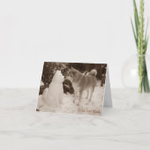 かわいい秋田キスをする雪だるまの写真 カード (正面)