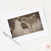 かわいい秋田キスをする雪だるま秋田フォトクリスマス 長方形シール (封筒)