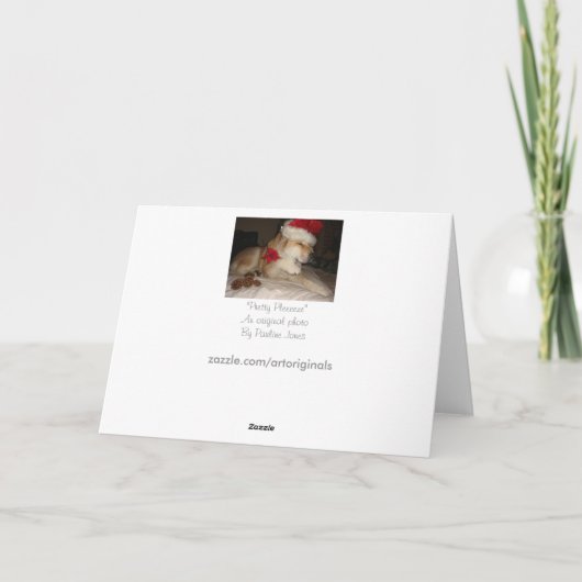 かわいい秋田与え犬の足サンタ帽のクリスマス シーズンカード (裏面)