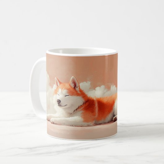 かわいい秋田犬のイラスト コーヒーマグカップ (正面左)