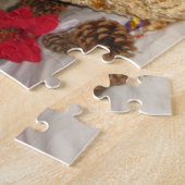 かわいい秋田犬のクリスマステディ眠っているクリスマス ジグソーパズル (側面)