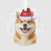 かわいい秋田犬のクリスマスフォト オーナメント (裏面)