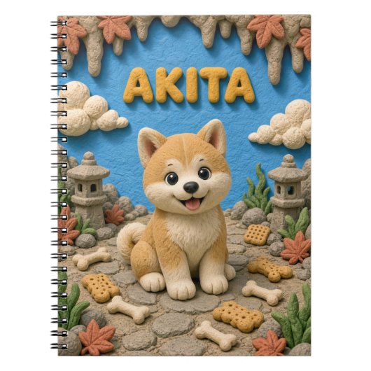 かわいい秋田犬の子犬 ノートブック (正面)