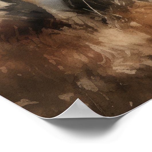 かわいい秋田犬アートプリントポスター ポスター (角)